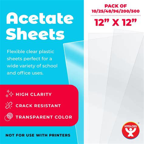 Cricut Acetate Sheets 30x30cm 6 Sheets (Transparent); 6 acetate sheets 12" x 12"; Emboss, cut, and stamp or paint these transparent sheets for extra-special effect; Ideal for card overlays, frames, gift wrap and boxes, and much more; Use with all Cricut® cutting machines